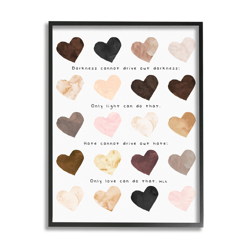 «Only Love Can Famous MLK Expression Heart Pattern» par Erica Billups - impression d'art textuel, Giclée encadrée noir minuit
