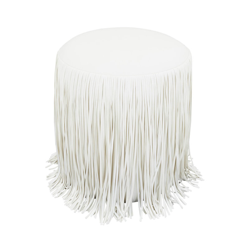 Renae Performance Vegan Leather Ottoman, Ivory