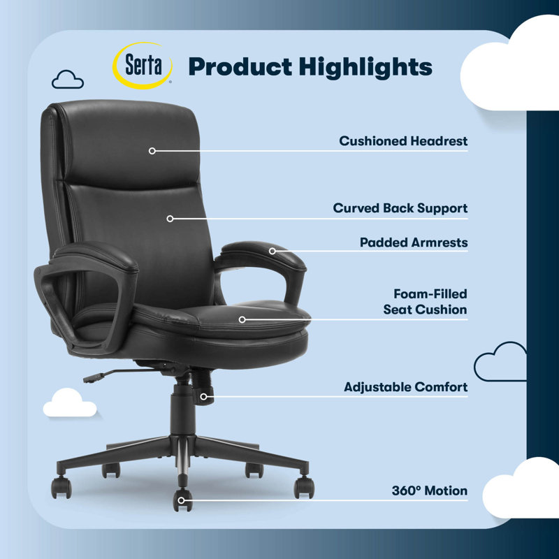Comfort Ergo Swivel Office Chair, Black, Bonded Leather