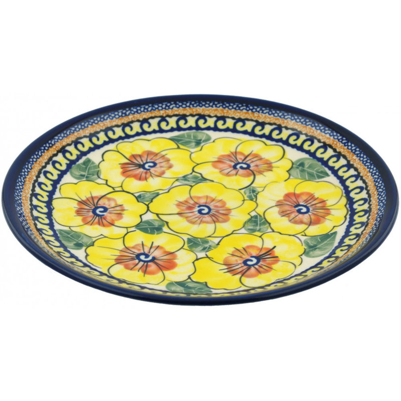Lemon Poppies Polish Pottery 7" Plate