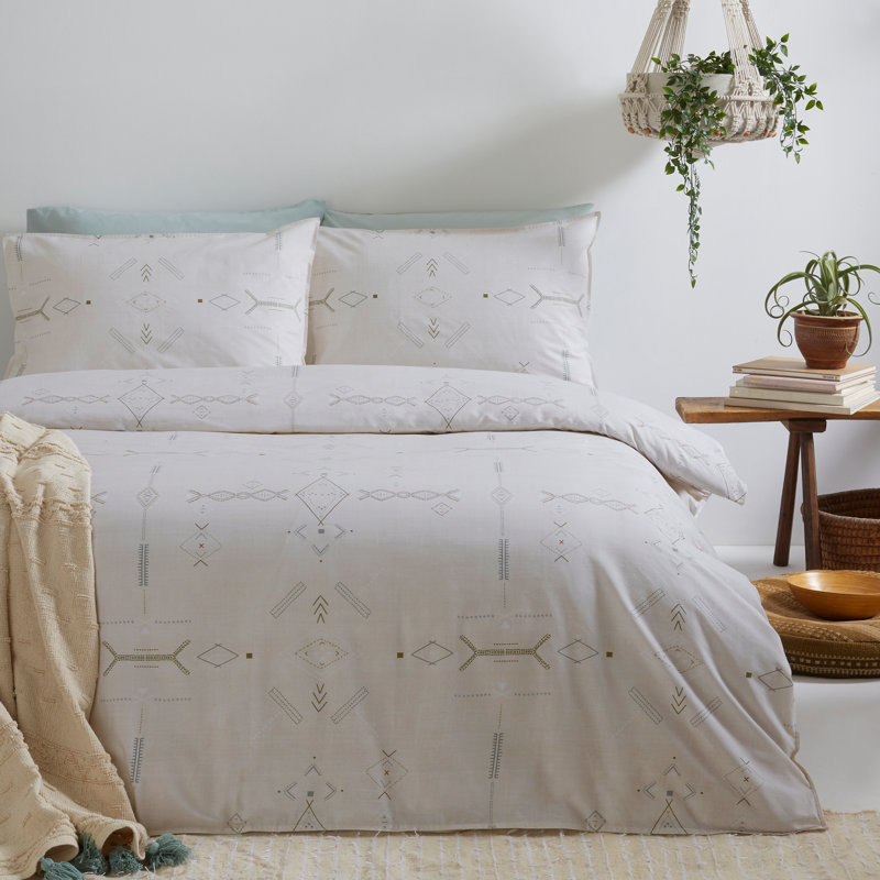 Koss Cotton Geometric Shapes Duvet Cover Set with Pillowcases, Single Duvet Cover + 1 Standard Pillowcase
