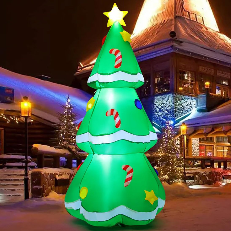 Christmas Inflatable 5FT Inflatable Christmas Tree Blow Up Christmas Tree with LED Lights Built-in