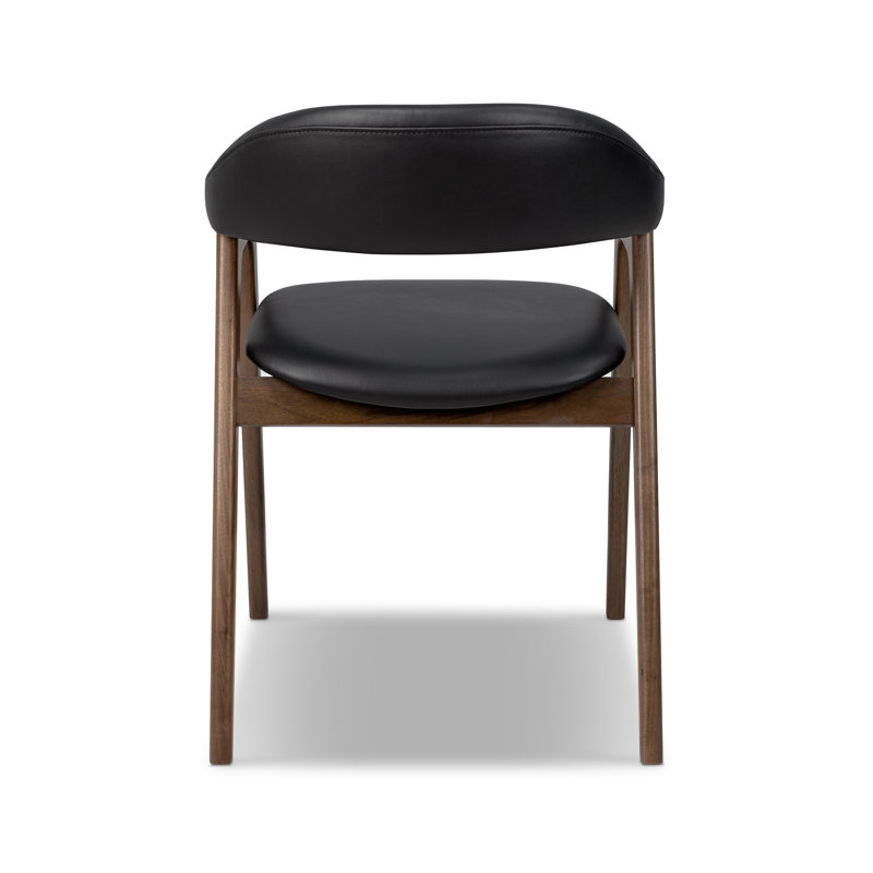Chaise en cuir véritable , Noir / Chêne