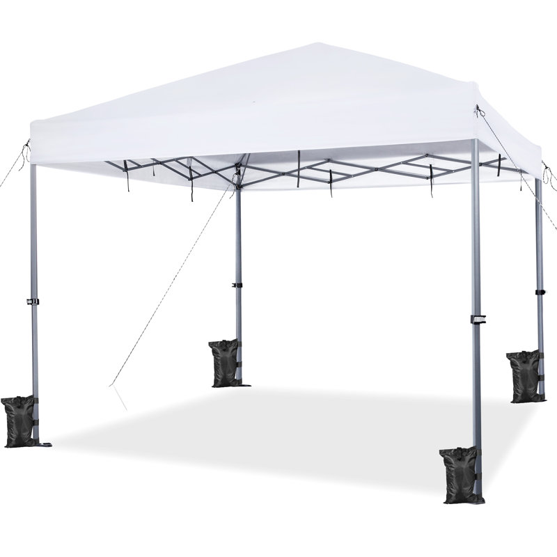 Metal Pop-Up Canopy with One-Push-To-Lock Setup Mechanism, 12' W x 12' D, White