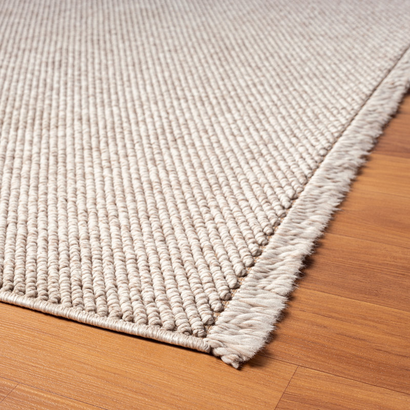 Textured Fringed Area Rug, Rectangle 5' x 7', Beige