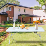 6Ft Folding Table, Portable Plastic Table For Camping, Picnics, Parties, High Load Bearing Foldable Table