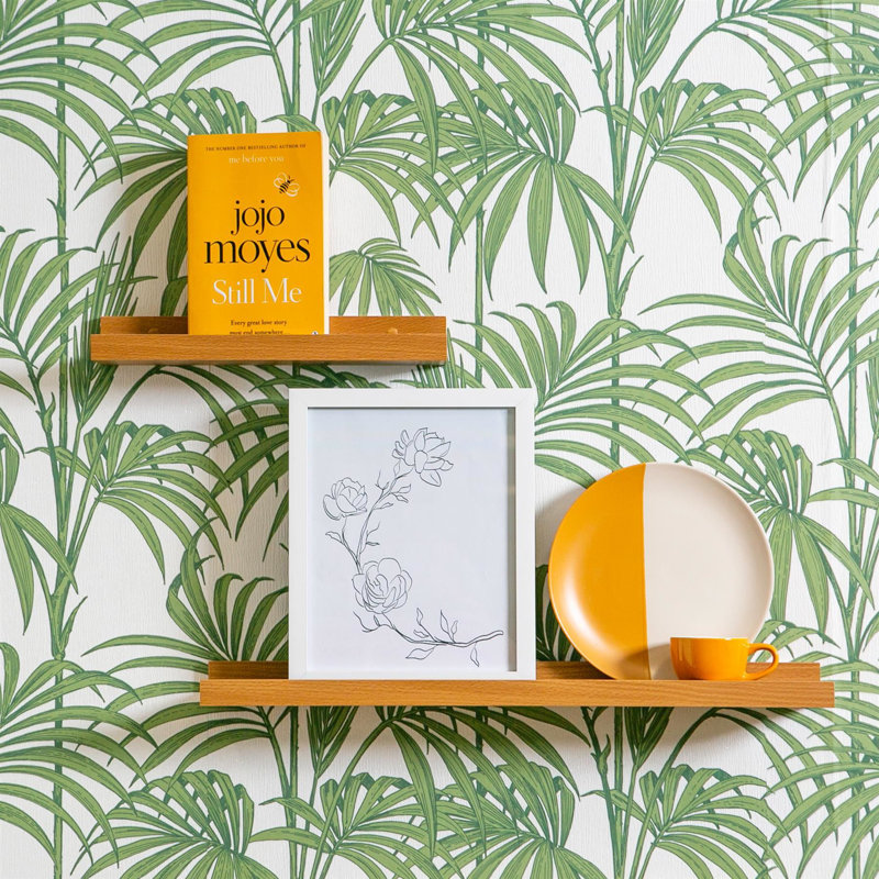 Harbour Housewares - Floating Picture Ledge Wall Shelves - Set of 2, 4.5cm H x 32.5cm W x 8.5cm D, Brown