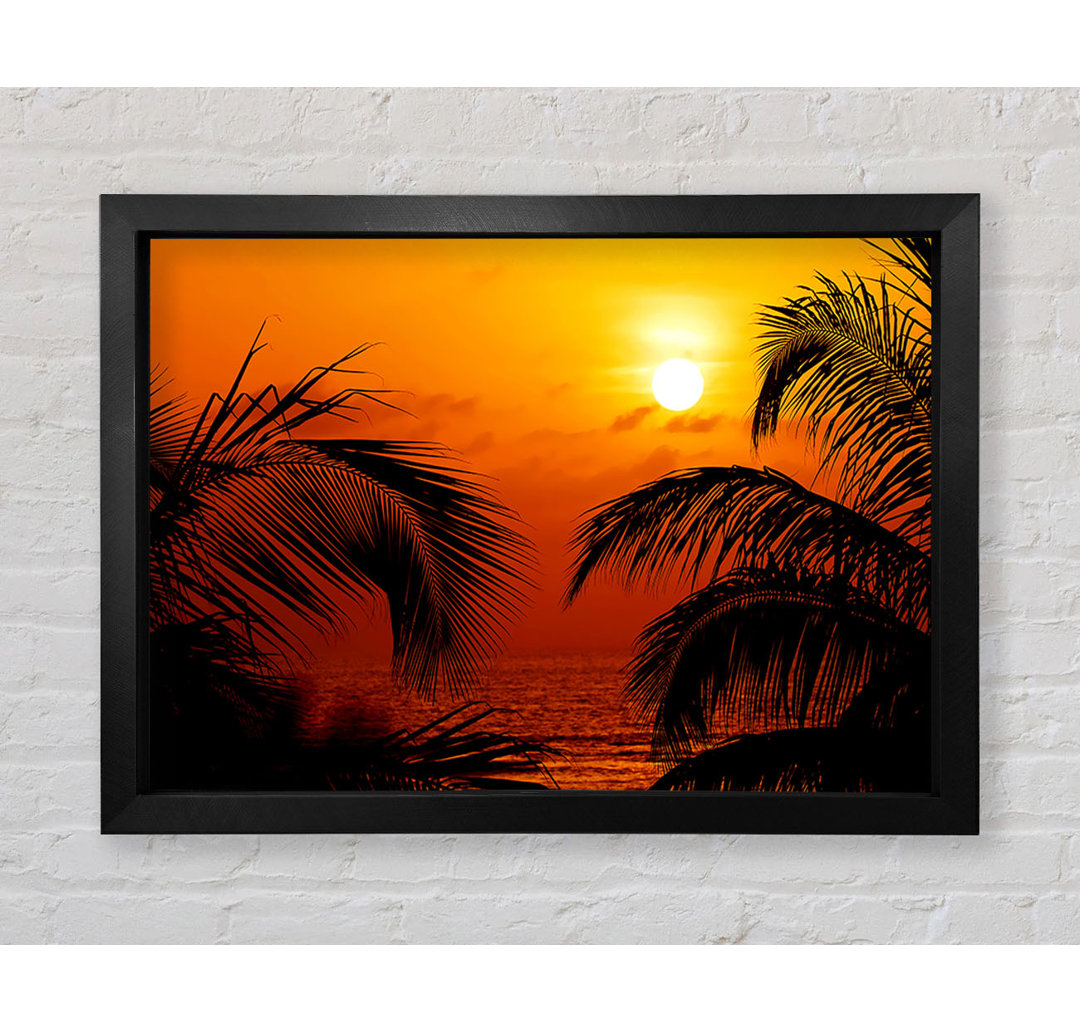 Orange Palmtree Sun Gerahmter Druck Wandkunst