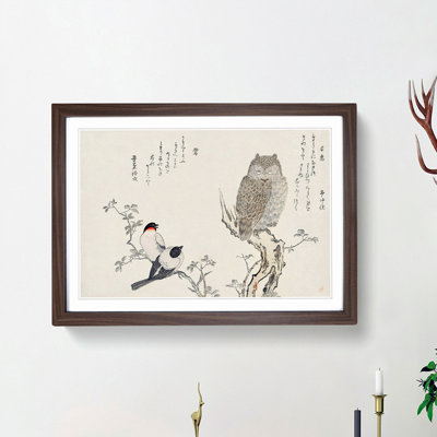 Bullfinch Birds & Hornes Owl by Kitagawa Utamaro - Picture Frame Art Print