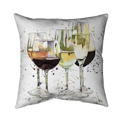 Beautiful wine glasses - 18"x18" Throw pillow - Poly twill - Print on demand