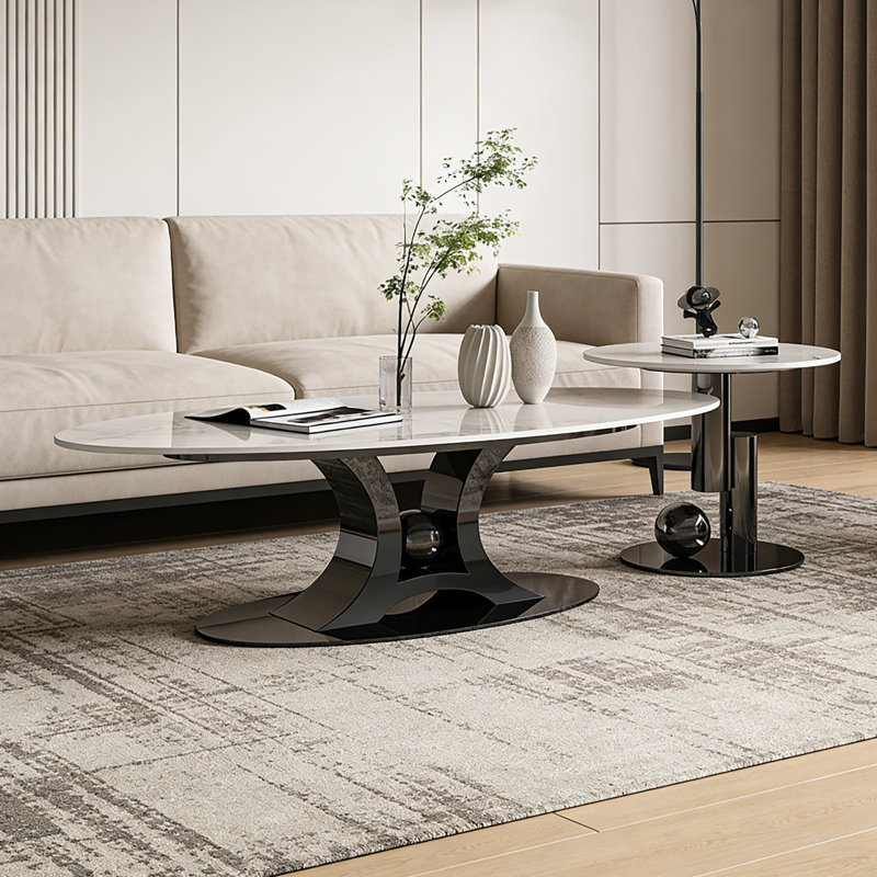 Ensemble de tables basses Sintered Stone, H 16,93 po x L 47,24 po x l 23,62 po, Noir