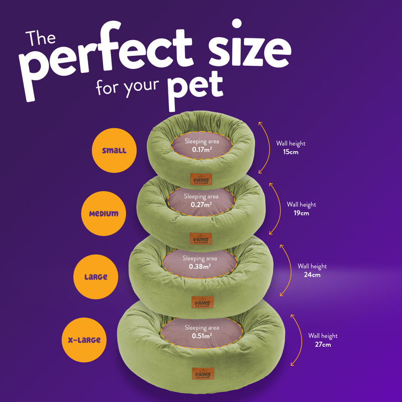 Slumberdown Paws for Slumber Donut Pet Bed, Medium (26 - 40 lbs), Medium (65cm W x 19cm D x 65cm H), Green