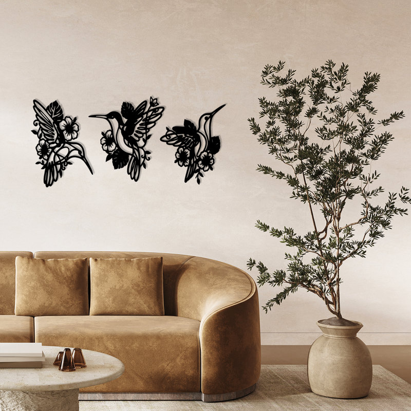 Art mural Humming Bloom, H 24 po, Noir