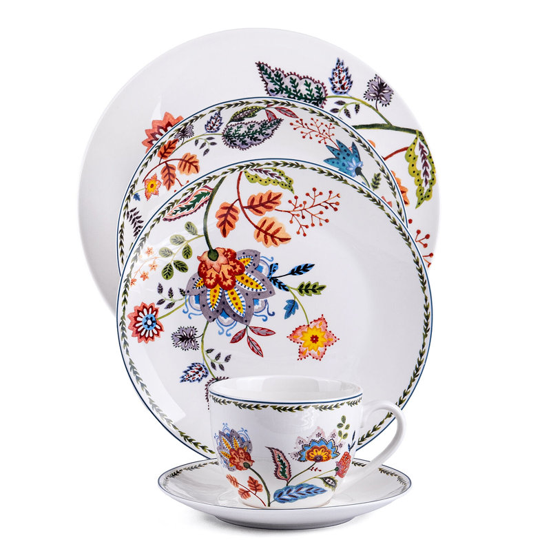 Lauda Porcelain China Dinnerware Set 5 Piece