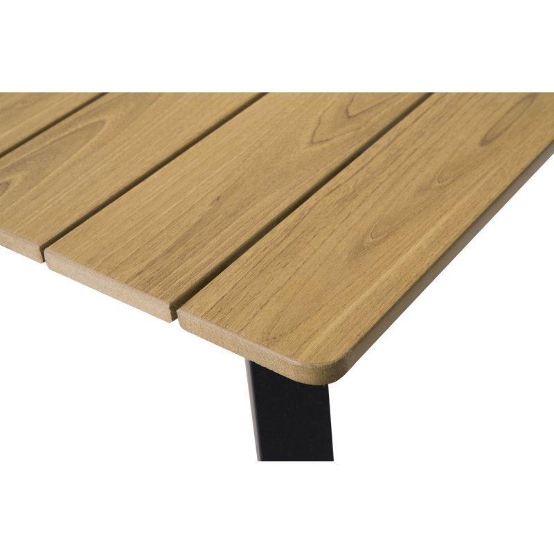 Table de salle à manger de patio avec structure en acier et trou pour parasol, jaune, d'une profondeur de 70,31 po, pour 4 à 6 personnes, de style simple et fonctionnel