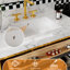 72 po X P 22 po P 35,4 po Meuble-lavabo simple H noir avec plateau en marbre blanc-1697123706-1697123708