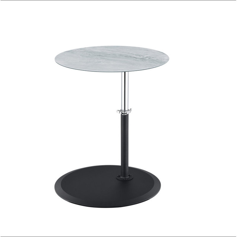 Table de bout l 15,5 po avec plateau texturé en marbre gris réglable en hauteur