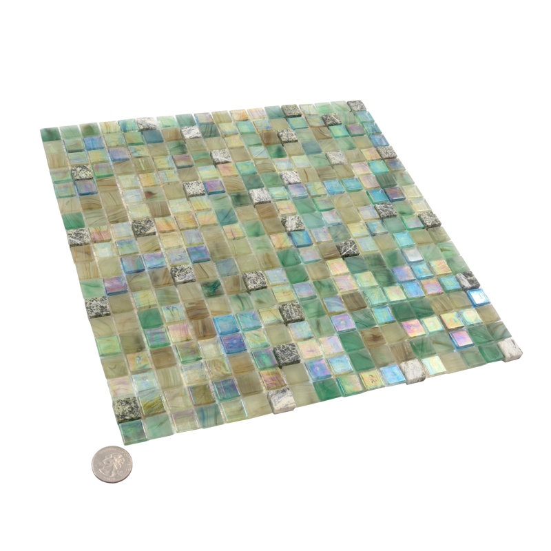 Carreau de mosaïque en verre lustré 12 po x 12 po Mingles