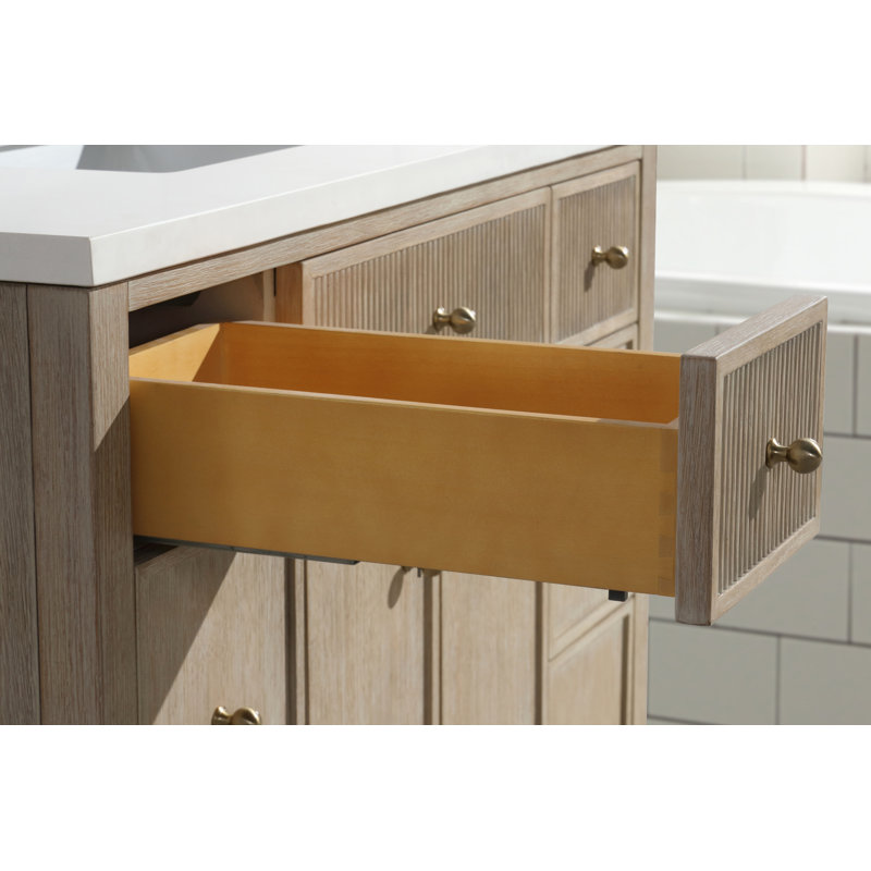 Redondo 42" Ash Oak Single Bathroom Vanity with Quartz Top
