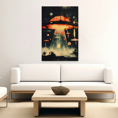 Galactic Arrival Abstract Retro Landscape Nature Wall Art Print