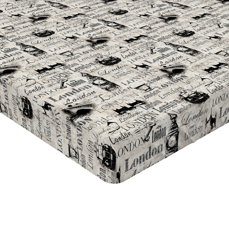 Drap-housse Ambesonne London lettrage rétro Big Ben gris coquille d'œuf gris anthracite