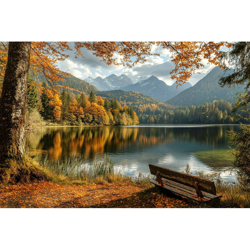 Lakeside Bench Serenity Wrapped Canvas Wall Art, 16" H x 24" W
