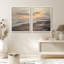 Ensemble de 2 pièces d'art mural coucher de soleil sur la plage coucher de soleil - Impressions encadrées de paysage marin côtier dans des tons neutres chauds pour un décor tranquille-112375111-112375117