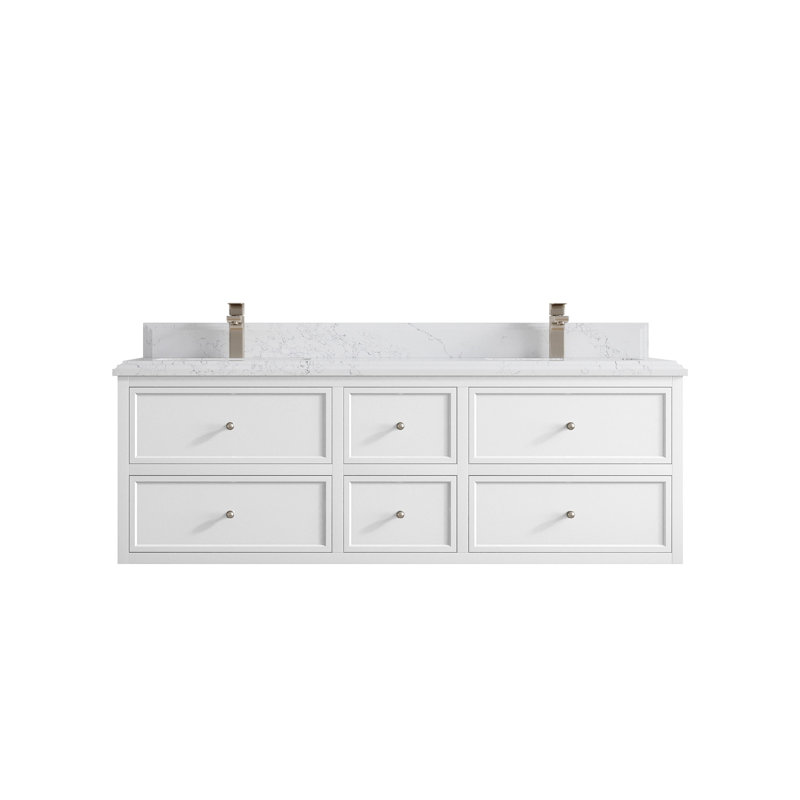Meuble-lavabo double flottant 60 po avec dessus en quartz Roswell, Empira