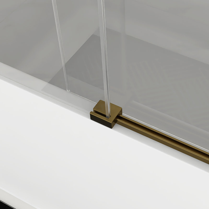 60-Inch Gold Frameless Sliding Shower Door with Clear Glass