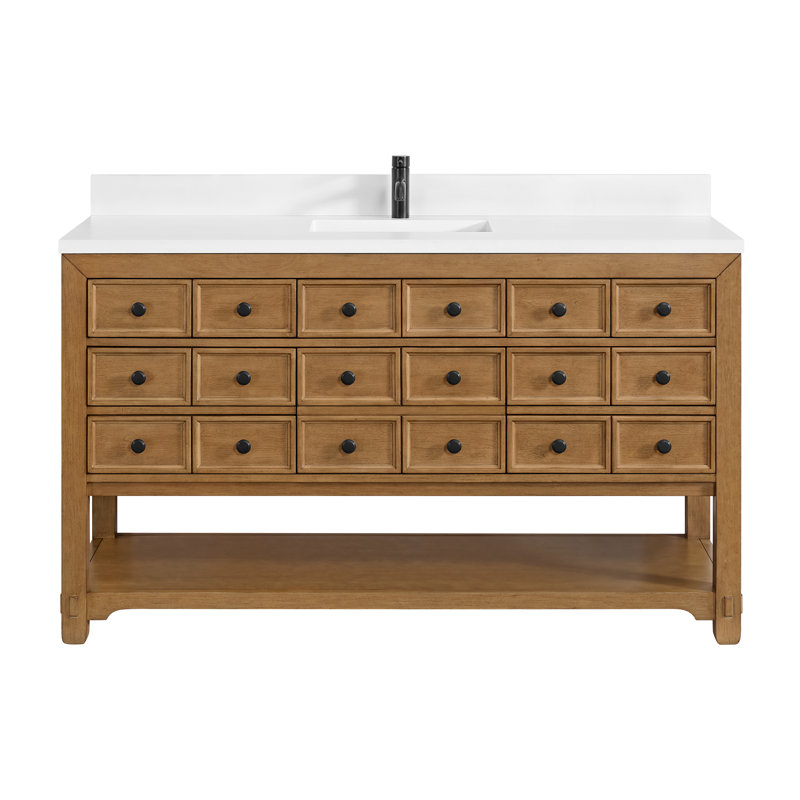 Meuble-lavabo simple l 60 po Malibu, Blanc Zeus, Trou unique