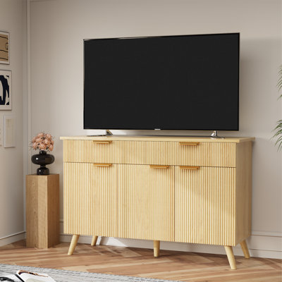 47'' Dresser For Bedroom 2 Drawers & 3 Doors, Tall Chest Of Drawers, Boho Dresser TV Stand, Wide Organizer For Bedroom, Living Room