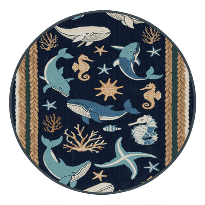Washable Marine Animals Nautical Area Rug