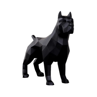 Black Cubism Pitbull Faceta Life Size Statue