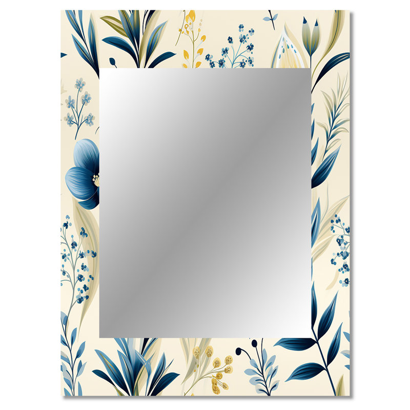 Aygiah Sandy Beige bord de mer bleu - miroir de plantes, botanique, naturel, 40 po x 30 po