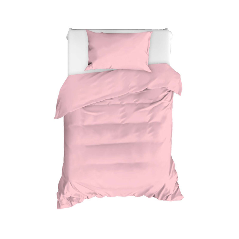 Ensemble de housse de couette 100% coton, Housse de couette 63 "x 87" + 1 taie d'oreiller st, Rose