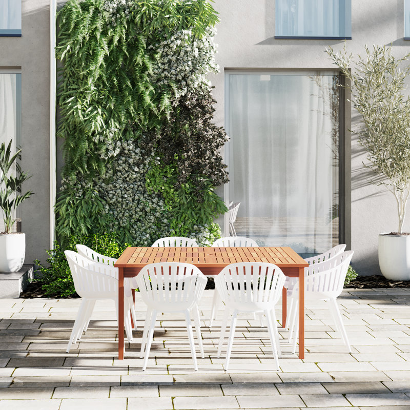 Anautica 8 - Person Patio Dining Set with Square Table, White