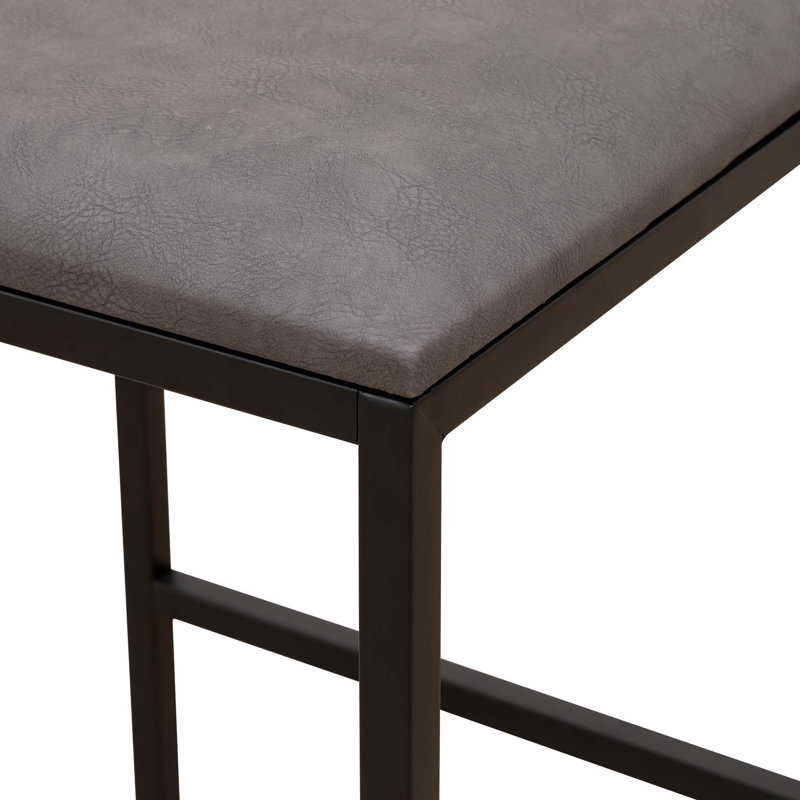 Ensemble de 2 tabourets de bar avec dossier avec 2 repose-pieds rembourrés, Gris