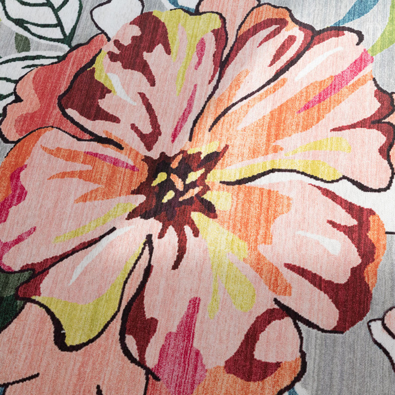 Floral Colorful Design Outdoor Rug Pink/Gray