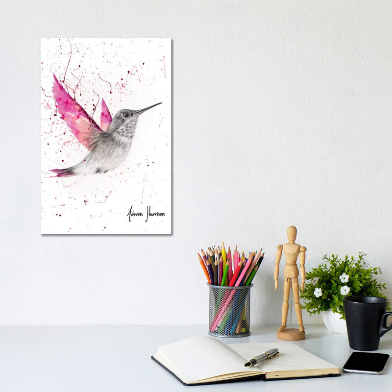 Magenta Rose Bird by Ashvin Harrison - Wrapped Canvas Print, 20.32 cm H x 30.48 cm W