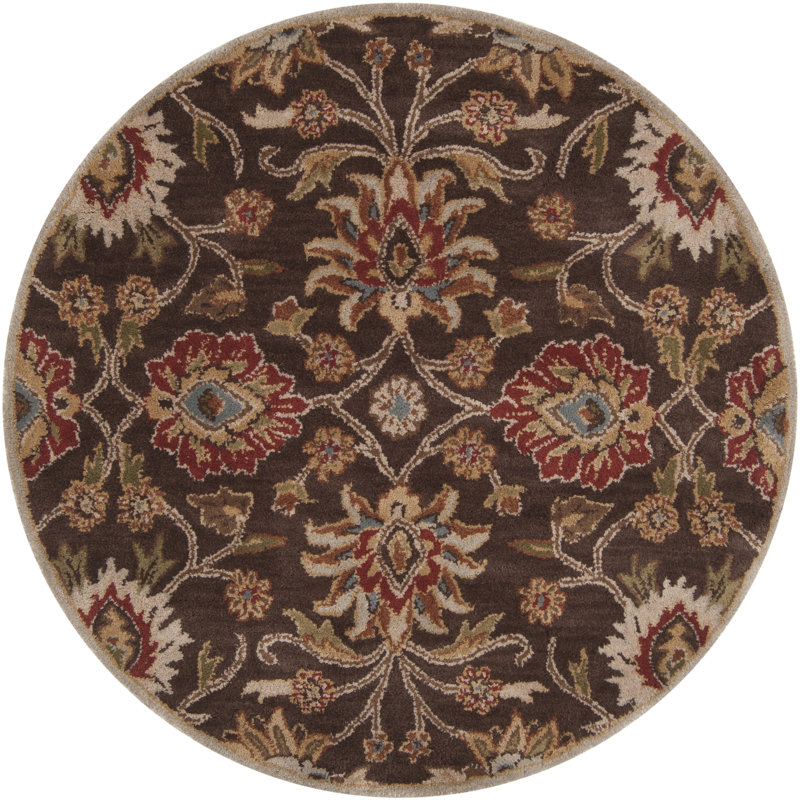 Tapis oriental en laine touffeté à la main Camden, Rond 4 pi