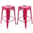 Almodovar 24" 24 Inch Metal Bar Stools, Backless Counter Height Barstools, Stackable Stools with Square-18608719