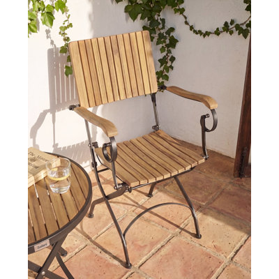 Set of 2 Garden Chairs LASCARI Acacia Wood Light Brown