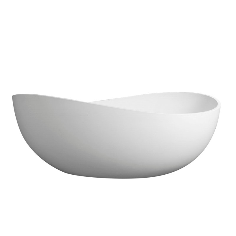 Baignoire de trempage autoportante à surface solide pour salle de bain, Blanc mat
