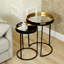 Alcario 65cm Tall Round Nesting Table for Living Room, Modern Glass Top Nest of End Table with Sturdy Metal