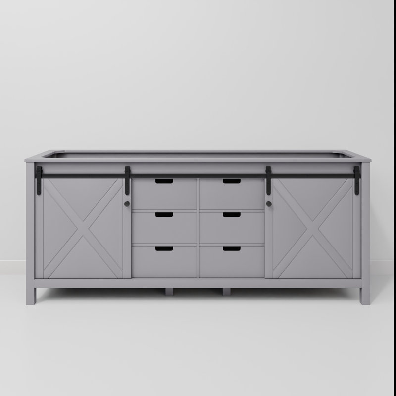 Meuble-lavabo double l 80 po x P 22 po Marsyas, Gris foncé