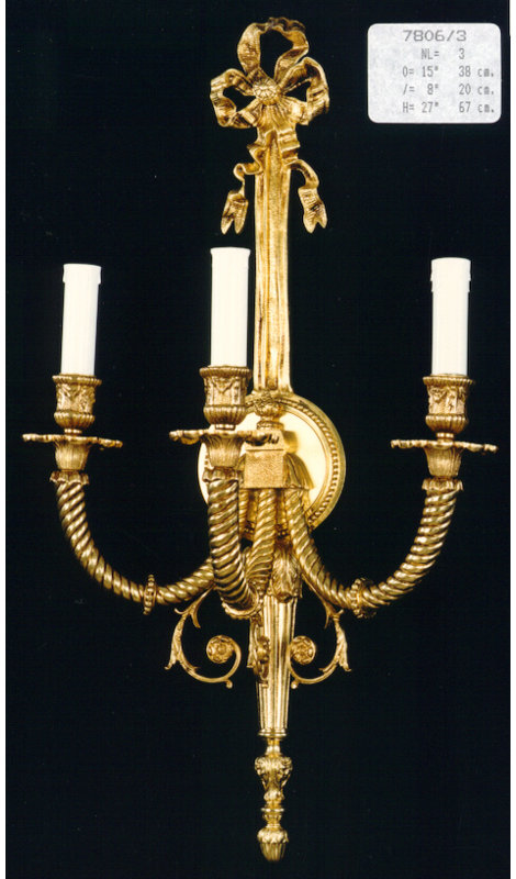 Casted Candle Wall Light, French Gold, 67cm H x 38cm W x 20cm D