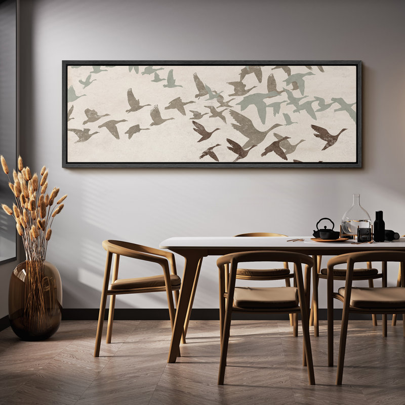 Wild Freedom Assorted Birds In Flight, reproduction d'art sur toile, H 20 po x l 60 po, Noir, noir, noir, noir