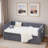 Diamond Grid Velvet Daybed With Usb Charging, Side Pocket And Trundle-1883304995