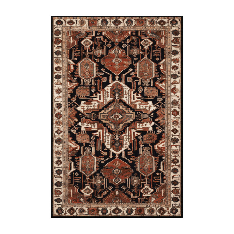 Machine Washable Persian Brown Area Rug, Rectangle 2' x 3'