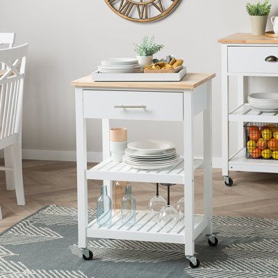 Clio Solid Wood Top Kitchen Cart